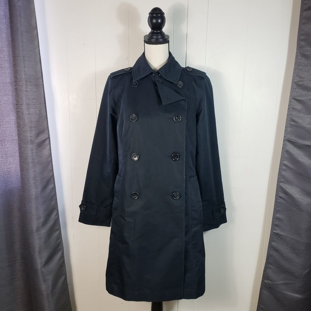 L. L Bean Black Double Breasted Black Trench Pea Coat Size Extra Small